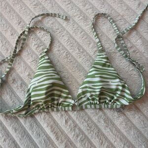 Shein Green Zebra Print Bikini Top